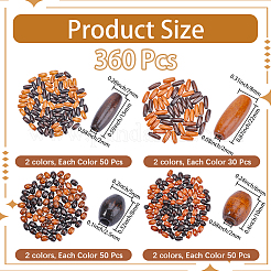 360Pcs 8 Styles Wood Beads&nbsp;WOOD-PA0001-10