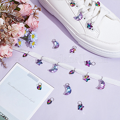 24Pcs 3 Styles Star & Moon & Heart Glass Shoes Charms&nbsp;PALLOY-PH01715