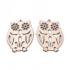 Undyed Natural Wooden Big Pendants&nbsp;X-WOOD-N007-047