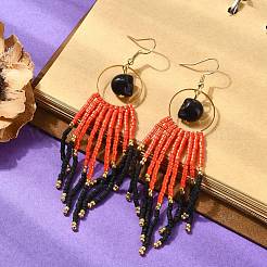 Glass Seed Tassel Earring for Women&nbsp;EJEW-MZ00798