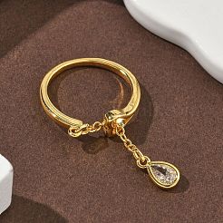 Brass Micro Pave Cubic Zirconia Finger Rings&nbsp;RJEW-H258-11G