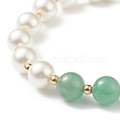 4Pcs 4 Style Round Natural Mixed Gemstone & Shell Pearl Beaded Stretch Bracelets Set&nbsp;BJEW-TA00191