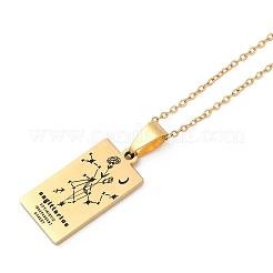 12 Constellation Stainless Steel Tarot Card Engraved Pendant Cable Chain Necklaces&nbsp;PW-WG94DCE-09