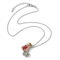 Halloween Pumpkin Alloy and Glass Bottle Pendant Necklaces&nbsp;NJEW-JN04990