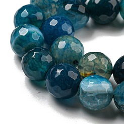 Faceted Natural Dragon Veins Agate Beads Strands&nbsp;G-F447-12mm-P05