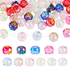 50Pcs UV Plated Transparent Acrylic Bead Caps&nbsp;TACR-TA0001-74
