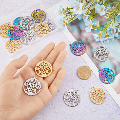 18Pcs 3 Colors 304 Stainless Steel Pendants&nbsp;STAS-DC0011-73