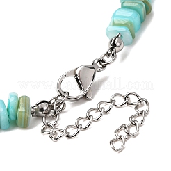 Dyed Natural Freshwater Shell Nuggets Beaded Anklets&nbsp;AJEW-AN00746-02