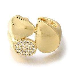 Rack Plating Oval & Teardrop Brass Clear Cubic Zirconia Open Cuff Rings&nbsp;RJEW-S411-02G