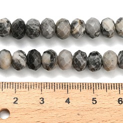 Natural Black Silk Stone/Netstone Beads Strands&nbsp;G-Z111-A45