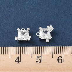 Brass Micro Pave Clear Cubic Zirconia Charms&nbsp;KK-P355-09S