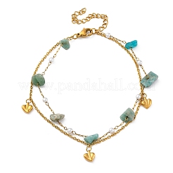 Bohemia Style 304 Stainless Steel Cable Chain Multi-strand Bracelets&nbsp;LS-BJEW-Z088-01A-G