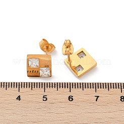 304 Stainless Steel Micro Pave Clear Cubic Zirconia Stud Earrings&nbsp;EJEW-Z089-25G