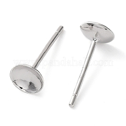 Rhodium Plated 925 Sterling Silver Stud Earring Findings&nbsp;STER-E068-02C-P