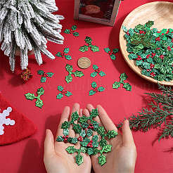 400Pcs 2 Styles Cloth Red Berry Leaf&nbsp;FIND-SC0012-19