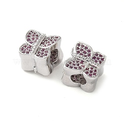 Butterfly Brass Micro Pave Cubic Zirconia European Beads&nbsp;KK-C086-16P-01