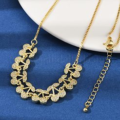 Brass Micro Pave Clear Cubic Zirconia Fruit Bib Necklaces&nbsp;NJEW-F342-01B-G