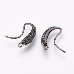 Brass Earring Hooks with Cubic Zirconia&nbsp;KK-P150-44B