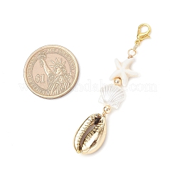 Electroplated Shell & ABS Imitation Pearl Pendant Decorations&nbsp;HJEW-JM03282
