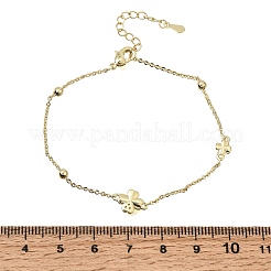 Brass Micro Pave Clear Cubic Zirconia Four Leaf Clover Link Bracelets&nbsp;KK-CBAED06-02G