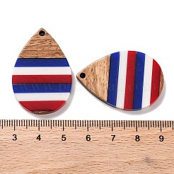 Independence Day Opaque Striped Resin & Walnut Wood Pendants&nbsp;RESI-U010-02S