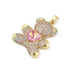 Brass Micro Pave Cubic Zirconia Pendants&nbsp;KK-P300-03G-02