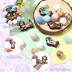 4Pcs 4 Styles Dog Silicone Beads&nbsp;SIL-YW0003-61