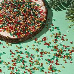 4 Colors Christmas 12/0 Glass Round Seed Beads&nbsp;SEED-X0058-01B