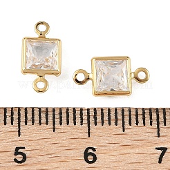SHEGRACE Brass Pave Cubic Zirconia Square Connector Charms&nbsp;XGRQ2O831-440A-G