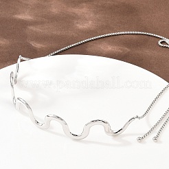 304 Stainless Steel Wavy Line Choker Slider Necklaces&nbsp;NJEW-Z106-01P
