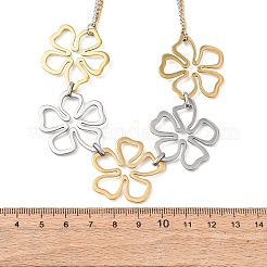 304 Stainless Steel Two Tone Flower Bib Necklaces for Women&nbsp;NJEW-F361-01GP