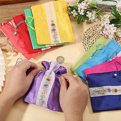 9Pcs 9 Colors 3D Floral Embroidery Cloth Drawstring Bags&nbsp;ABAG-CA0001-21