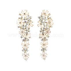 Flower Brass Cubic Zirconia Dangle Stud Earrings&nbsp;FS-WGE140E-01