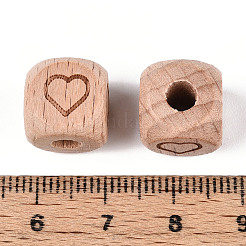 Engraved Beech Wood Beads&nbsp;WOOD-N015-08G