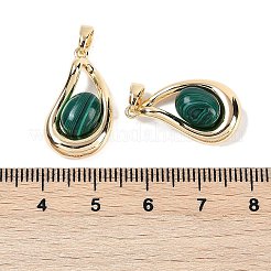 Synthetic Malachite Teardrop Pendants&nbsp;KK-U043-39G-01