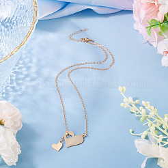 1Pc 302 Stainless Steel Heart Puzzle Pendant Cable Chain Lariat Y Necklaces for Women&nbsp;NJEW-TADJ0001-01KCG