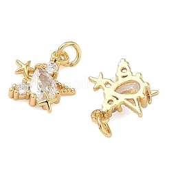 Brass Micro Pave Cubic Zirconia Pendants&nbsp;KK-A291-20G
