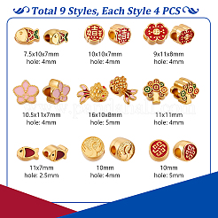 36Pcs 9 Styles Alloy Enamel European Beads&nbsp;ENAM-GA0001-15