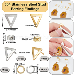 80Pcs 2 Colors 201 Stainless Steel Stud Earring Findings with Hole&nbsp;DIY-SC0023-55