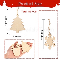 8 Bag 8 Style Unfinished Natural Wood Cutouts Ornaments&nbsp;WOOD-SZ0001-17