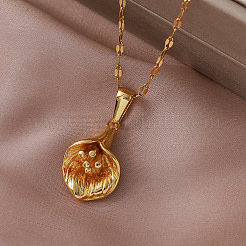 Vintage 304 Stainless Steel Flower Pendant Necklaces for Women&nbsp;UY1558