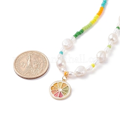 Lemon Slice Enamel Pendant Necklace for Girl Women&nbsp;X1-NJEW-TA00013