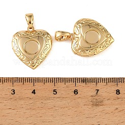 Floral Embossed Brass Locket Pendants&nbsp;KK-CBA7157-03G