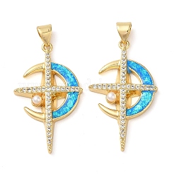 Rack Plating Brass Micro Pave Cubic Zirconia Pendants&nbsp;KK-P268-08C-G
