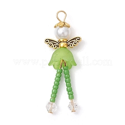 Glass Seed & Acrylic Pearl Beaded Pendants&nbsp;PALLOY-MZ00193-01