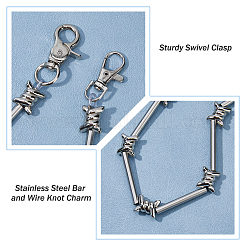 1Pc Rock Style Stainless Steel Barbed Wire Link Chains for Pants&nbsp;AJEW-HS0001-44