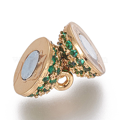 Brass Micro Pave Cubic Zirconia Magnetic Clasps with Loops&nbsp;ZIRC-L075-49A