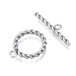 Non-Tarnish 201 Stainless Steel Toggle Clasps&nbsp;STAS-N087-34P