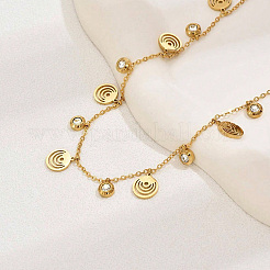 304 Stainless Steel Spiral Disc Multi-Pendant Necklaces with Crystal Rhinestone for Women&nbsp;WW1230