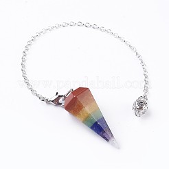 Natural Mixed Gemstone Hexagonal Pointed Dowsing Pendulums Chain&nbsp;G-F639-11